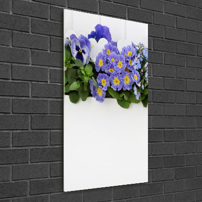 Glass art picture Purple flowers