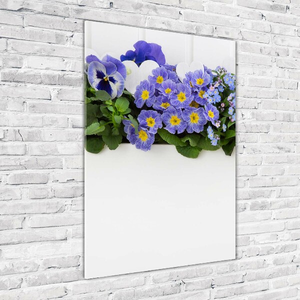 Glass art picture Purple flowers