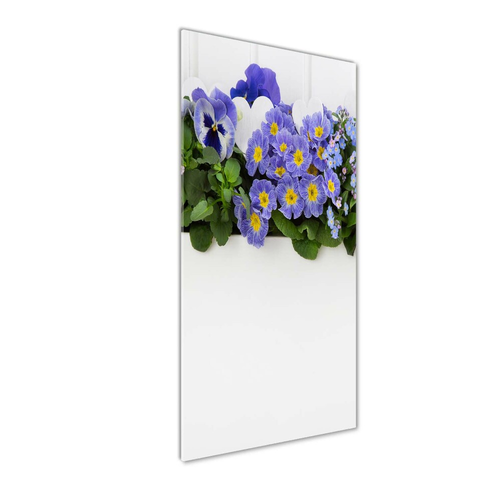 Glass art picture Purple flowers