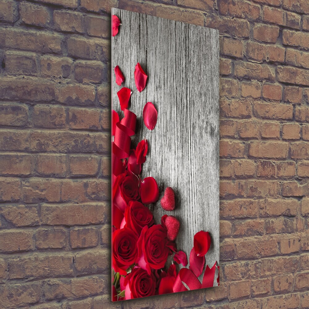 Wall art on glass Red roses