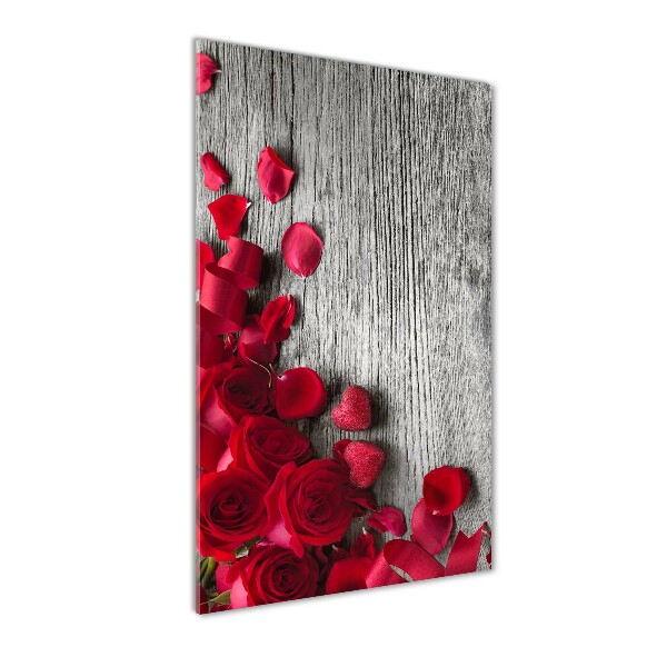 Wall art on glass Red roses