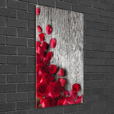 Wall art on glass Red roses