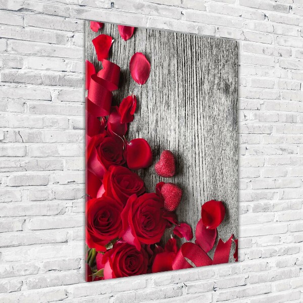 Wall art on glass Red roses