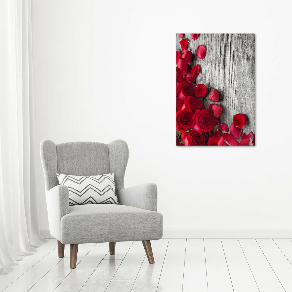 Wall art on glass Red roses