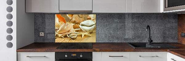 Kitchen splashback Shells on wood