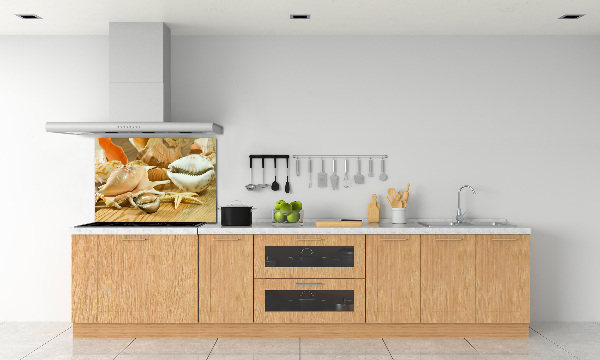 Kitchen splashback Shells on wood