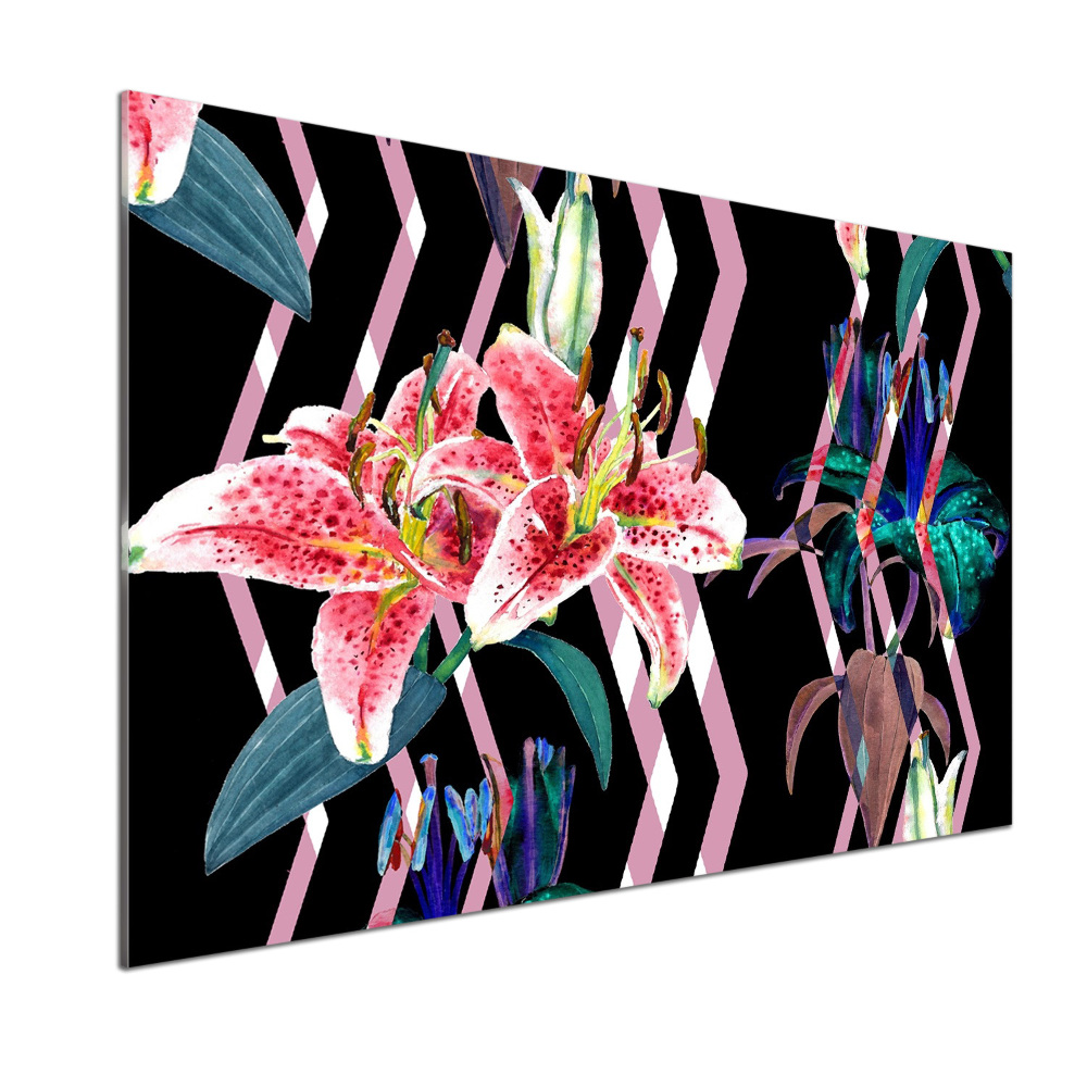 Kitchen wall panels Tropical lily