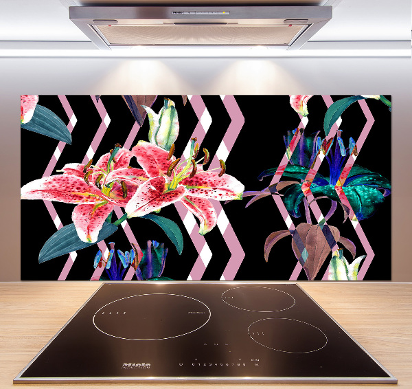 Kitchen wall panels Tropical lily