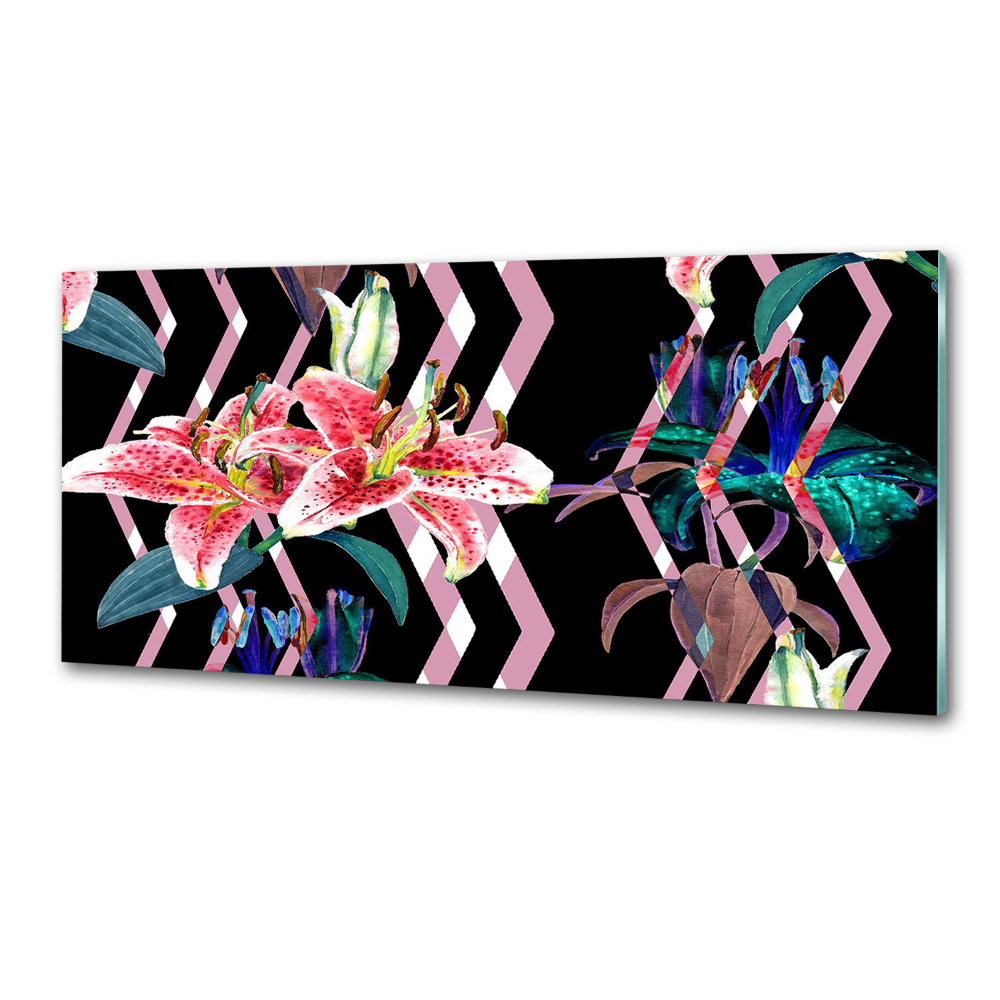 Kitchen wall panels Tropical lily