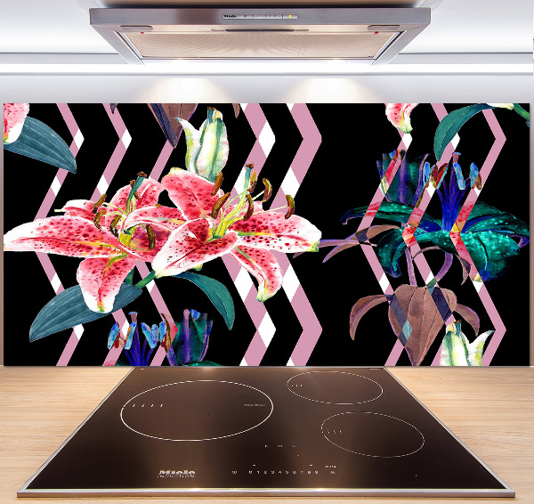 Kitchen wall panels Tropical lily