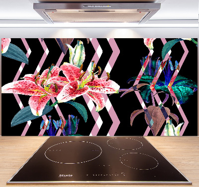 Kitchen wall panels Tropical lily