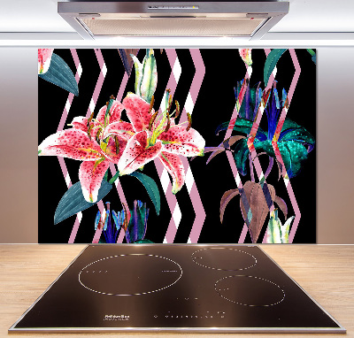 Kitchen wall panels Tropical lily