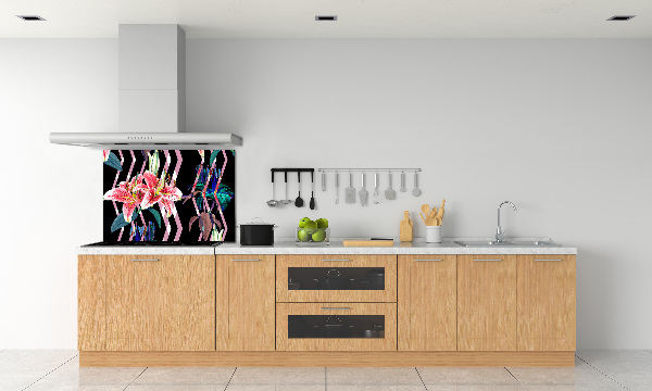 Kitchen wall panels Tropical lily