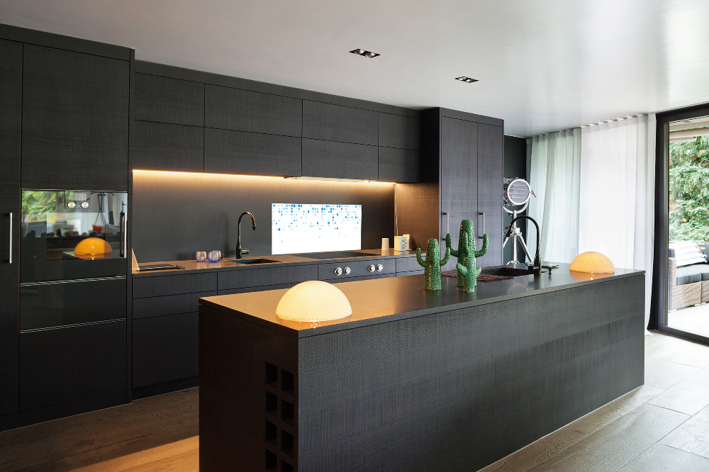 Kitchen splashback Blue squares