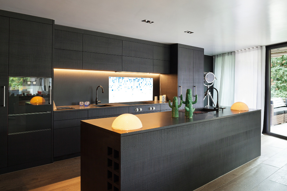 Kitchen splashback Blue squares