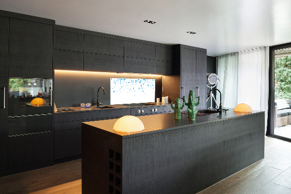 Kitchen splashback Blue squares