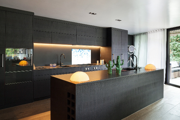 Kitchen splashback Blue squares