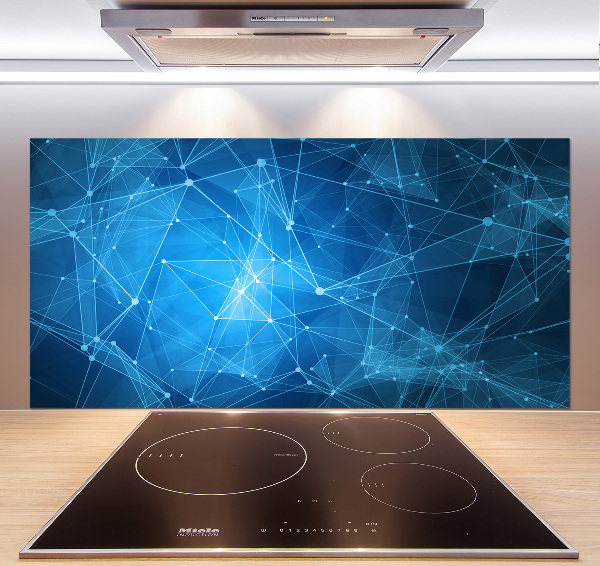 Glass splashback Blue lines