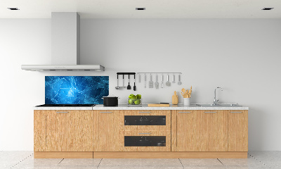 Glass splashback Blue lines