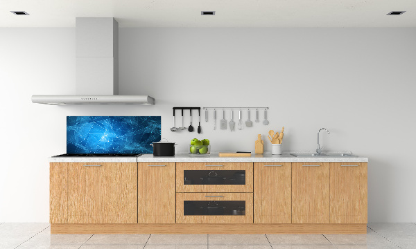 Glass splashback Blue lines