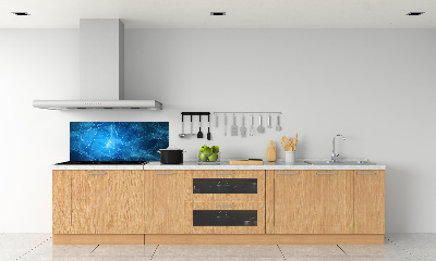 Glass splashback Blue lines