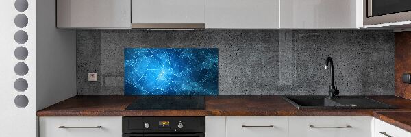 Glass splashback Blue lines