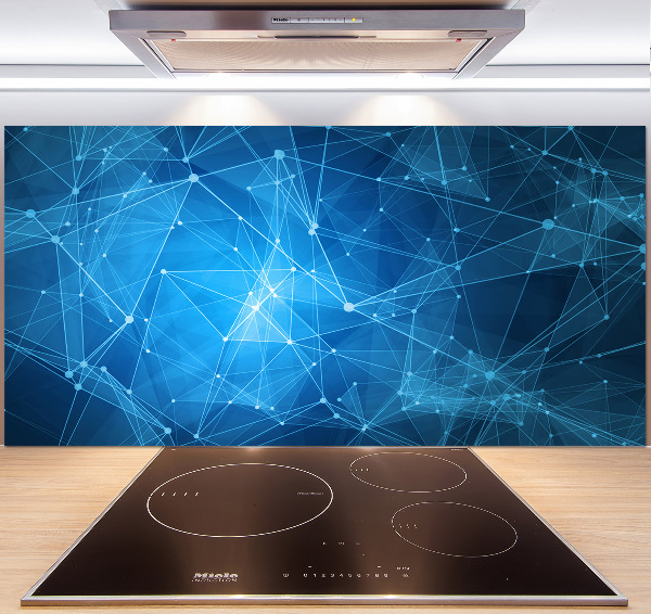 Glass splashback Blue lines