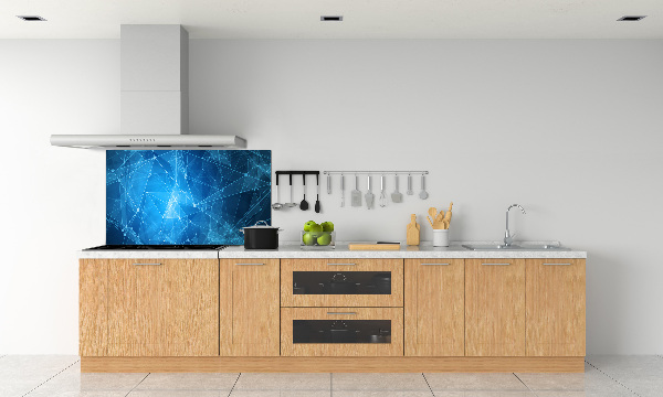 Glass splashback Blue lines