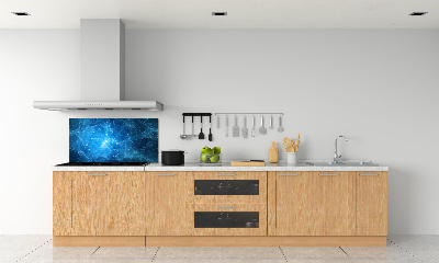 Glass splashback Blue lines