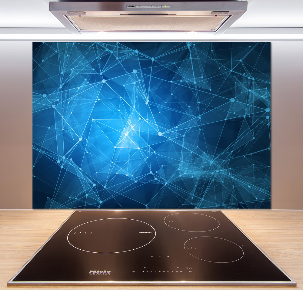 Glass splashback Blue lines