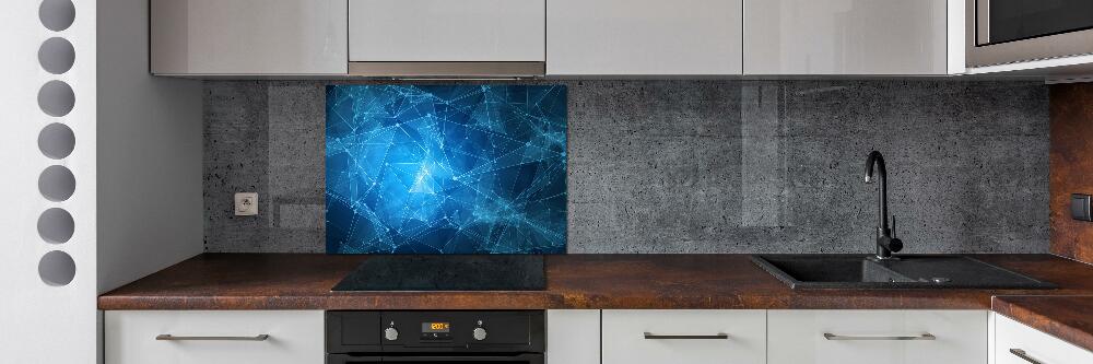 Glass splashback Blue lines