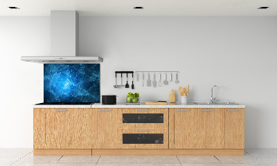 Glass splashback Blue lines