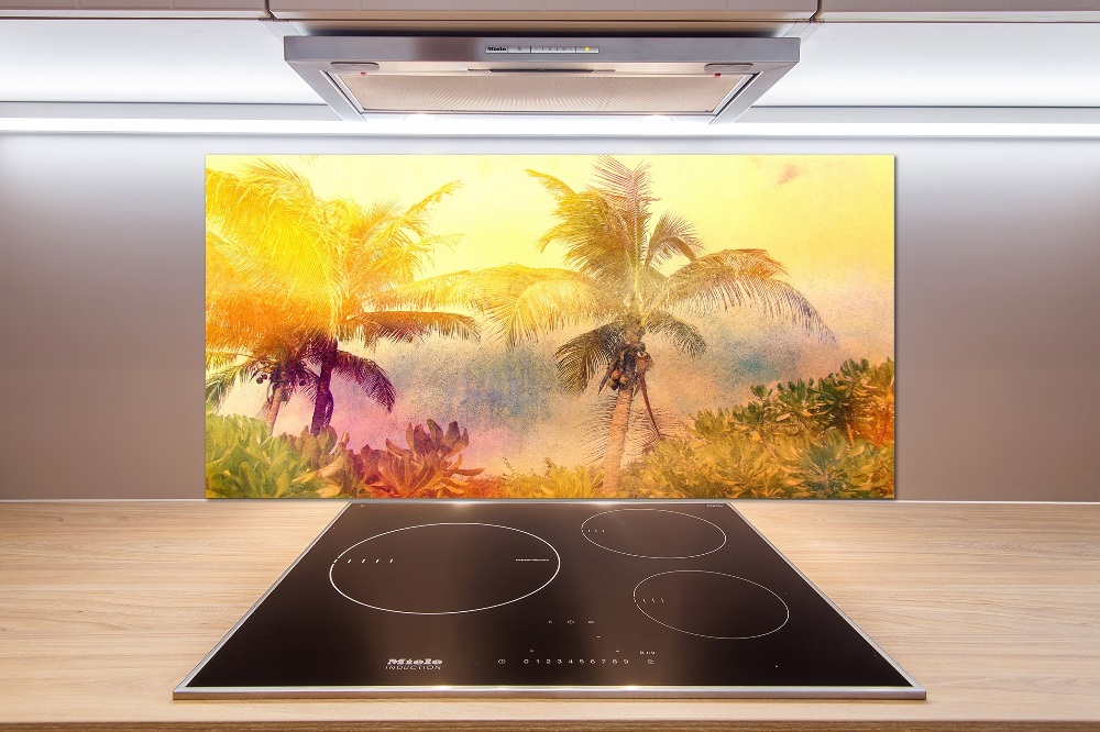 Cooker splashback Colorful palm trees