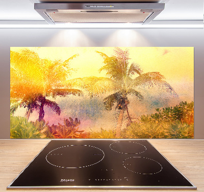 Cooker splashback Colorful palm trees