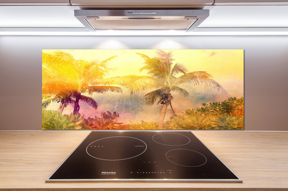 Cooker splashback Colorful palm trees