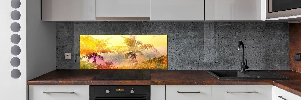 Cooker splashback Colorful palm trees