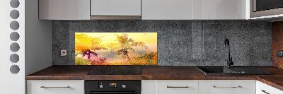 Cooker splashback Colorful palm trees