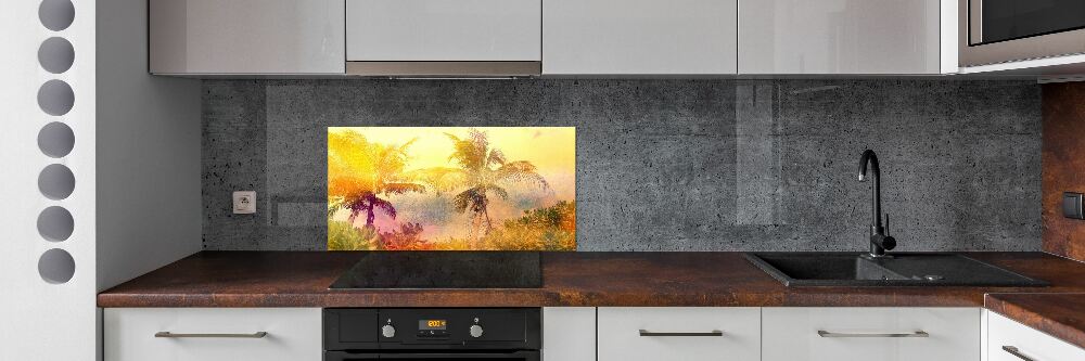 Cooker splashback Colorful palm trees