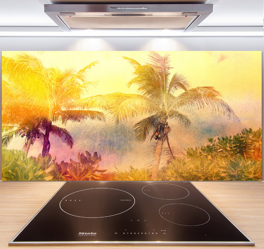 Cooker splashback Colorful palm trees