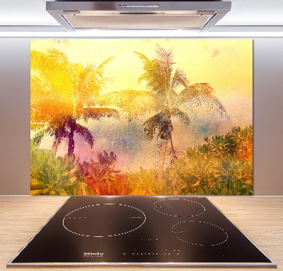 Cooker splashback Colorful palm trees