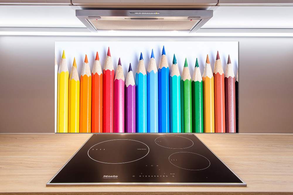 Glass splashback Colourful pencils