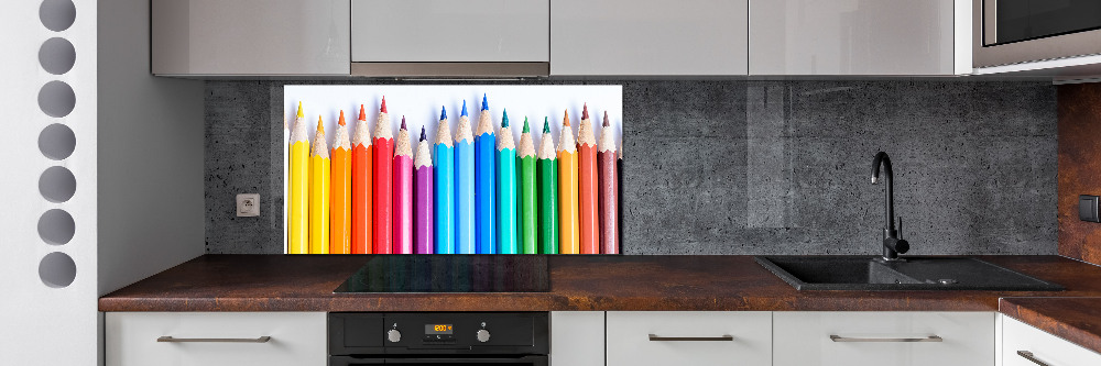 Glass splashback Colourful pencils