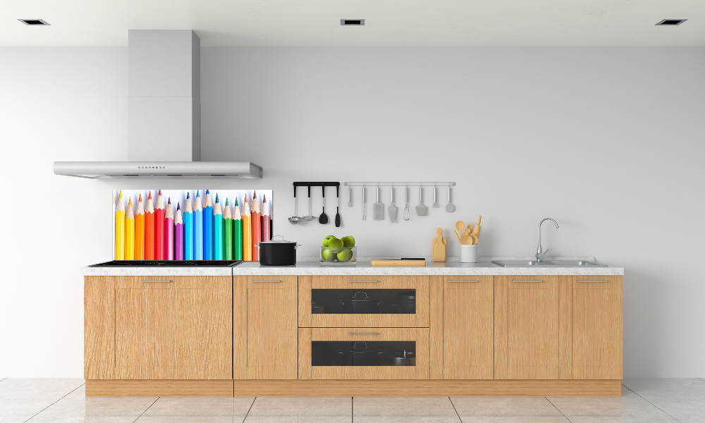 Glass splashback Colourful pencils