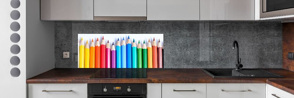 Glass splashback Colourful pencils