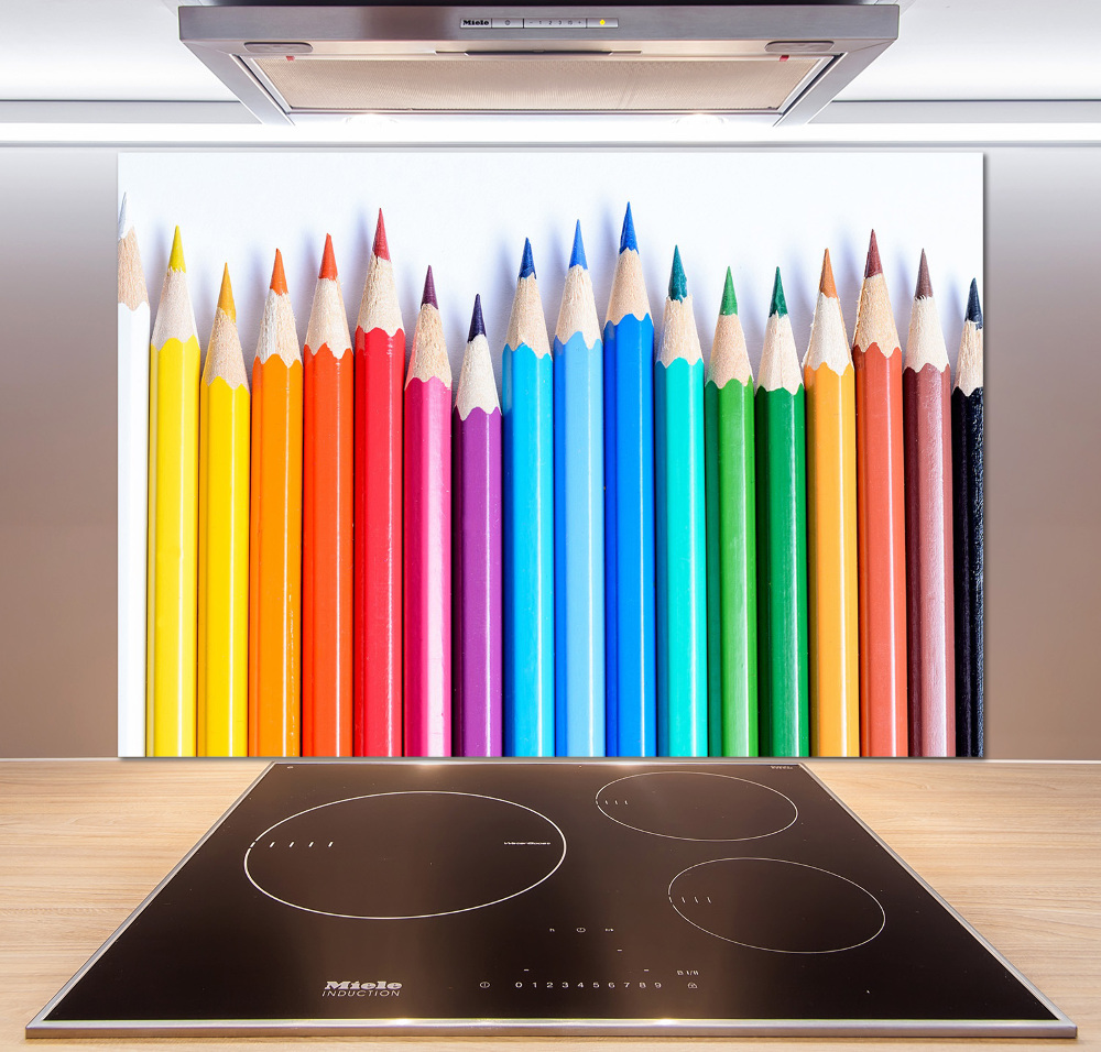 Glass splashback Colourful pencils