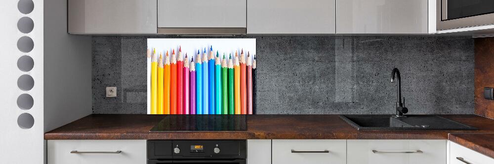 Glass splashback Colourful pencils