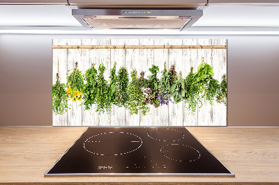 Cooker splashback Herbs on a string