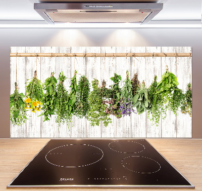 Cooker splashback Herbs on a string