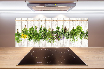 Cooker splashback Herbs on a string