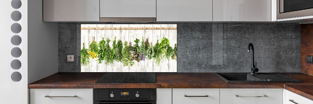 Cooker splashback Herbs on a string